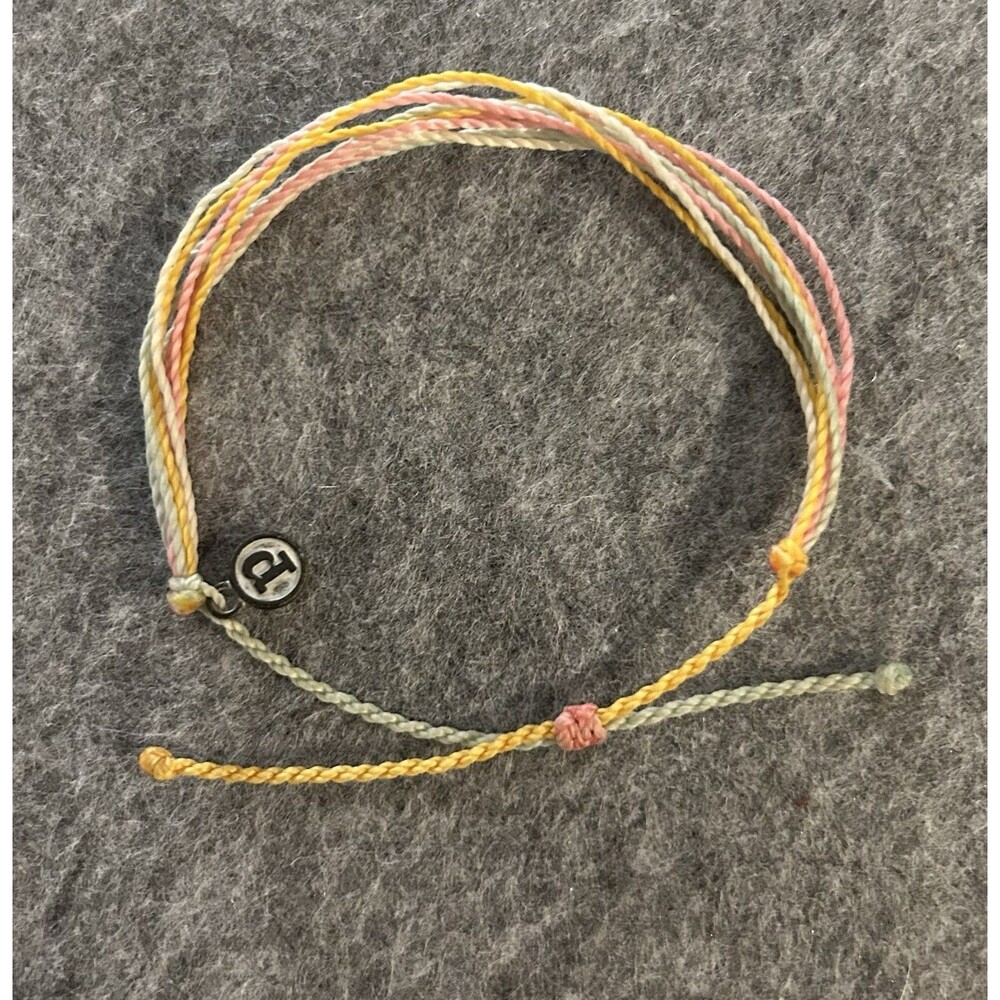 Pura Vida "Sunset" Gold Pink Blue Adjustable Cord Bracelet, Stack Boho Hippie